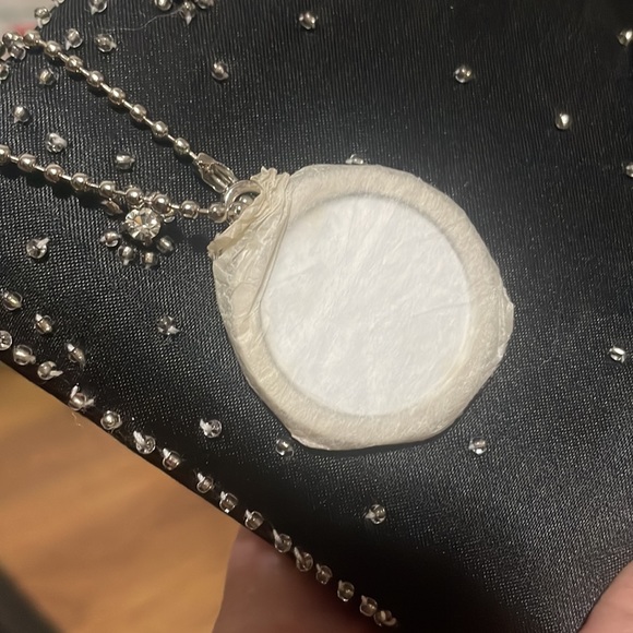 Black Satin and Rhinestone Evening Bag. - Picture 4 of 4